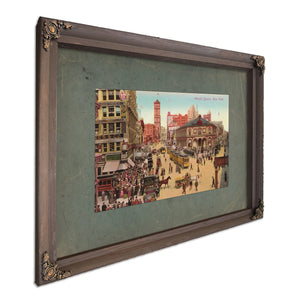 The Crossroads of Commerce Herald Squares Gilded Chaos — Bourbon Framed Canvas Print | Bella Frye