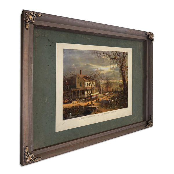 American Scenery the Inn on the Roadside 1872 — Bourbon Framed Canvas Print | Bella Frye