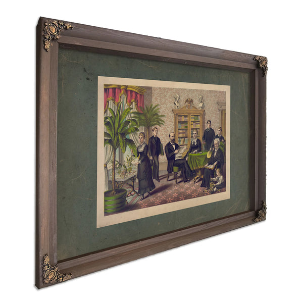 James Garfield and Family in Library 1882 — Bourbon Framed Canvas Print | Bella Frye