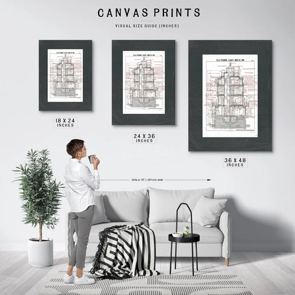 The Keepers Vigil Baltimore Lighthouse Architectural Cross Section — Framed Wall Art Room View | Bella Frye