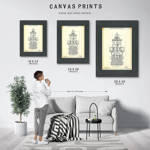 The Keepers Vigil Rockland Lake Lighthouse Blueprint — Framed Wall Art Room View | Bella Frye