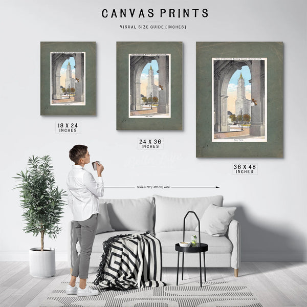 Cathedral of Commerce Through the Archway of Power — Framed Wall Art Room View | Bella Frye