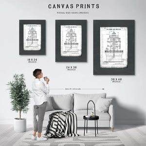 The Baltimore Harbor Sentinel Lighthouse Engineering Blueprint — Framed Wall Art Room View | Bella Frye