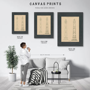 The Keepers Ascent Cape Henry Lighthouse Blueprint — Framed Wall Art Room View | Bella Frye