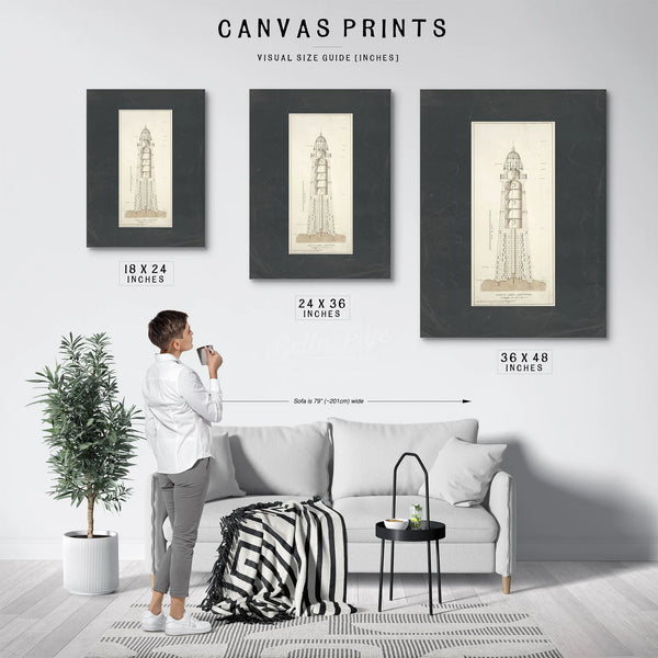 The Keepers Spiral Minots Ledge Lighthouse Blueprint — Framed Wall Art Room View | Bella Frye