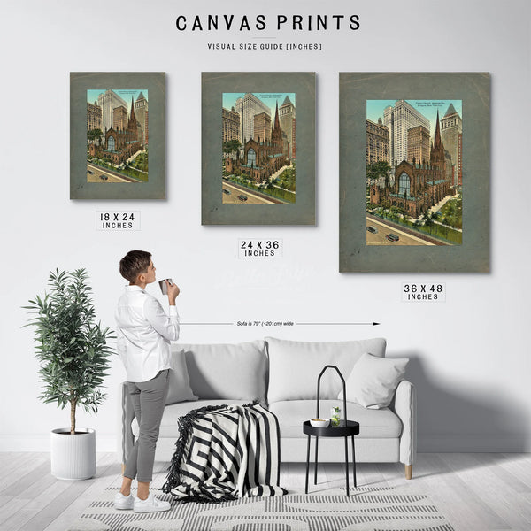 Gothic Spire Among Giants Trinity Church in the Shadow of Progress — Framed Wall Art Room View | Bella Frye