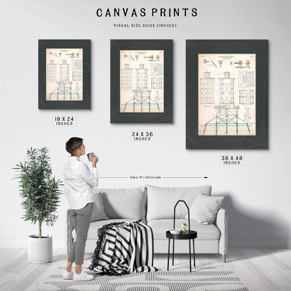 The Keepers Skeleton Brewerton Channel Lighthouse Blueprint — Framed Wall Art Room View | Bella Frye