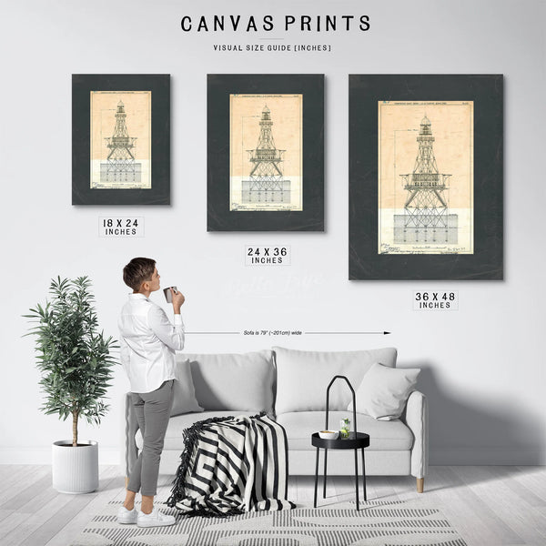 The Sabine Bank Light Station Blueprint a Monument to Maritime Solitude — Framed Wall Art Room View | Bella Frye