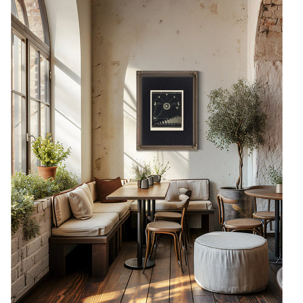 The Celestial Mechanics of Light and Shadow — Part B — Framed Wall Art Room View | Bella Frye