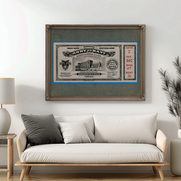 Ticket to the 1926 Army Navy Game 2 Front — Framed Wall Art Room View | Bella Frye