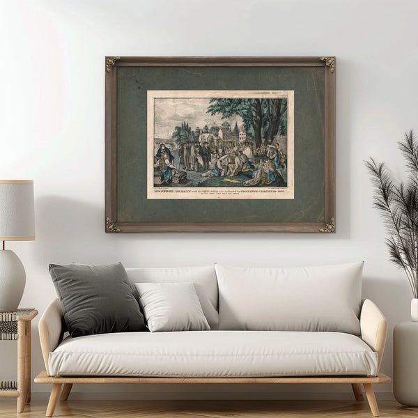 William Penns Treaty With the Indians When He Founded the Province of Pennsyl — Framed Wall Art Room View | Bella Frye