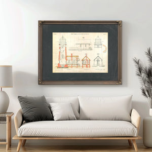 The Cape Blanco Light Station Blueprint Guardian of the Oregon Coast — Framed Wall Art Room View | Bella Frye