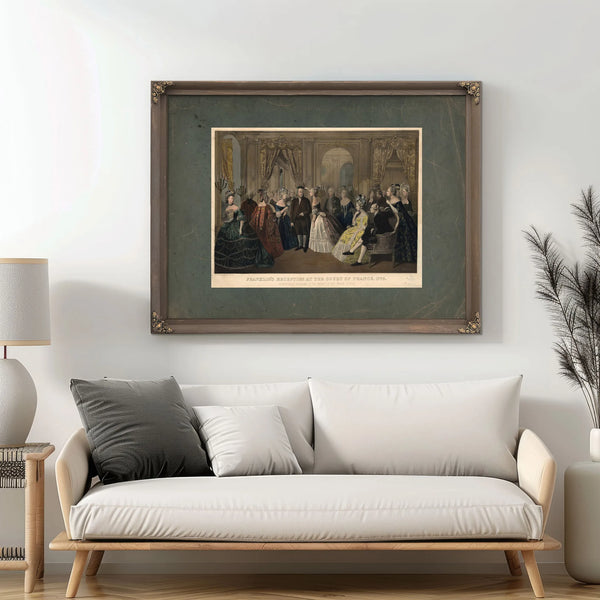 Franklins Reception at the Court of France 1778 Respectfully Dedicated to Th — Framed Wall Art Room View | Bella Frye