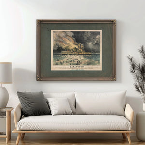 Awful Conflagration of the Steam Boat Lexington in Long Island Sound on Mond — Framed Wall Art Room View | Bella Frye
