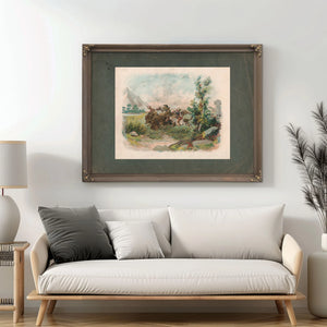 Buffalo Hunt in the Wild West 1897 — Framed Wall Art Room View | Bella Frye