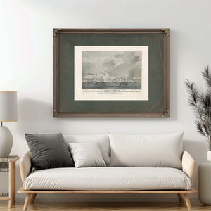Attack of the Gun Boats Upon the City Castle of San Juan De Ulloa Bombardme — Framed Wall Art Room View | Bella Frye