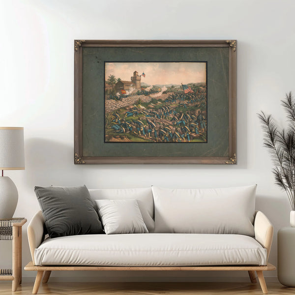 Charge of the 24th and 25th Colored Infantry and Rescue of Rough Riders at S — Framed Wall Art Room View | Bella Frye