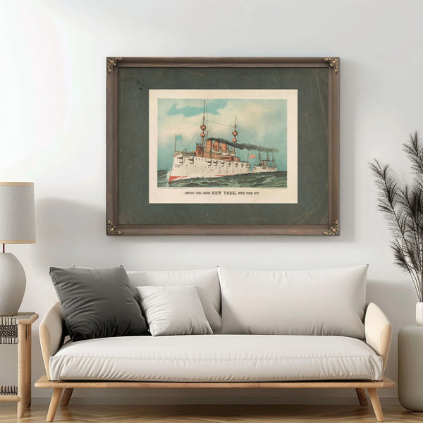 Armoured Steel Cruiser New York United States Navy 1893 — Framed Wall Art Room View | Bella Frye
