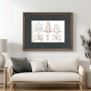 The Keepers Blueprint Blackistone Island Light Station — Framed Wall Art Room View | Bella Frye