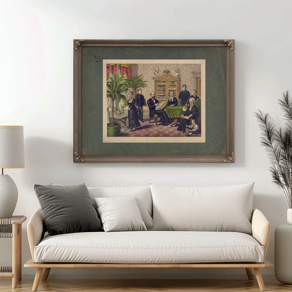 James Garfield and Family in Library 1882 — Framed Wall Art Room View | Bella Frye