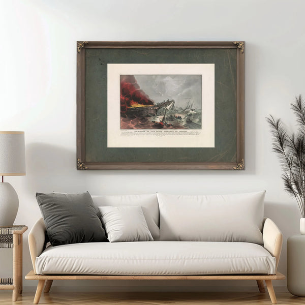 Burning of the Ocean Monarch of Boston in the English Channel August 24th 18 — Framed Wall Art Room View | Bella Frye