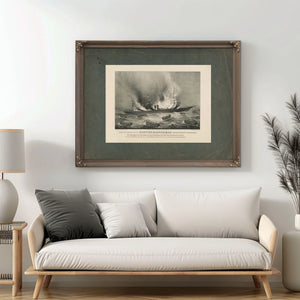 Burning of the Inman Line Steamship City of Montreal on Her Voyage From New — Framed Wall Art Room View | Bella Frye