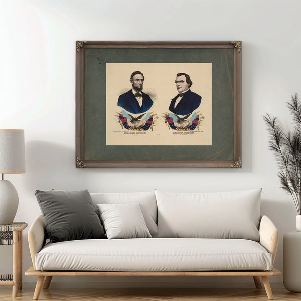 Abraham Lincoln of Illinois Andrew Johnson of Tennessee 1864 — Framed Wall Art Room View | Bella Frye
