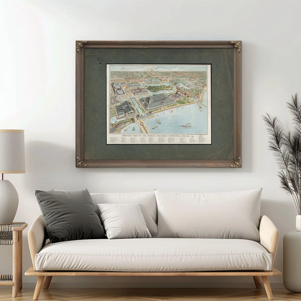 Birds Eye View of the Worlds Columbian Exposition Chicago 1893 1893 — Framed Wall Art Room View | Bella Frye