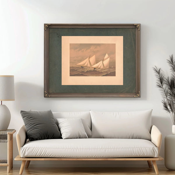 American Yachts Extra Plate for the Americas Cup 1885 Near the Finish Purtia — Framed Wall Art Room View | Bella Frye