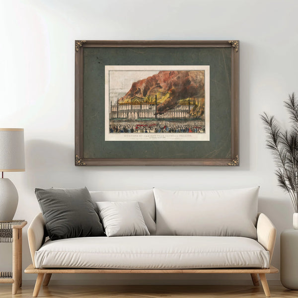 Burning of the New York Crystal Palace_ on Tuesday Oct 5th 1858 1858 — Framed Wall Art Room View | Bella Frye