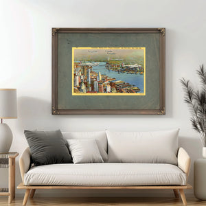 Steel Wings Over Manhattan Vintage Military Aviation Print — Framed Wall Art Room View | Bella Frye