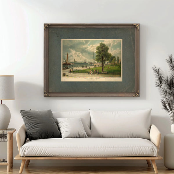 Castle Garden New York Showing Bartholdis Statue of Liberty 1887 — Framed Wall Art Room View | Bella Frye