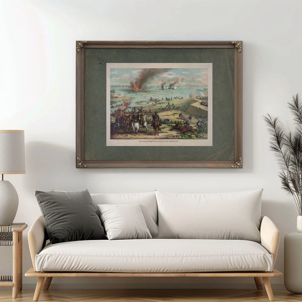 Battle Between the Monitor and Merrimacfought March 9th 1862 at Hampton Road — Framed Wall Art Room View | Bella Frye