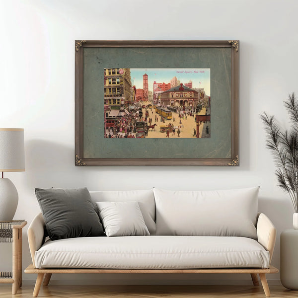 The Crossroads of Commerce Herald Squares Gilded Chaos — Framed Wall Art Room View | Bella Frye