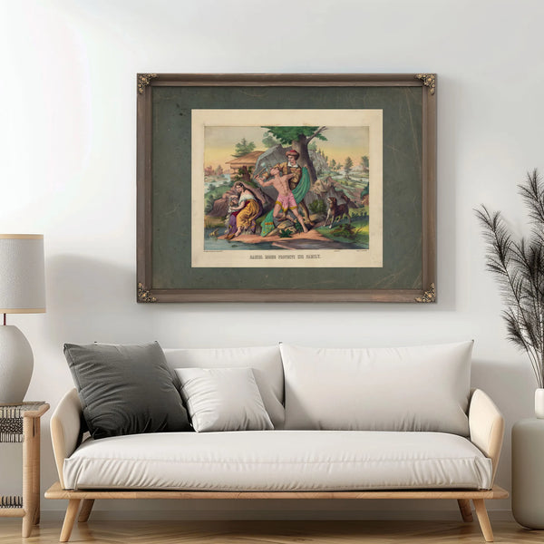 Daniel Boone Protects His Family 1874 — Framed Wall Art Room View | Bella Frye