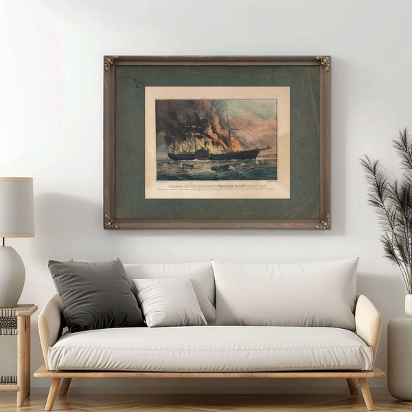 Burning of the Steamship Golden Gate _july 27 1862 1862 — Framed Wall Art Room View | Bella Frye