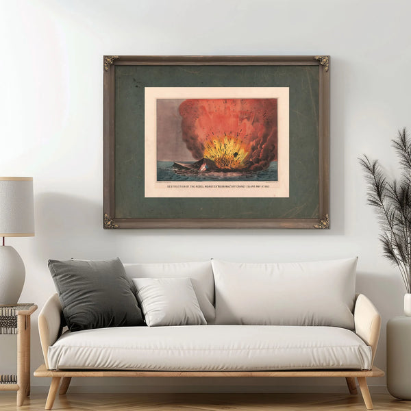 Destruction of the Rebel Monster Merrimac Off Craney Island May 11th 1862 18 — Framed Wall Art Room View | Bella Frye