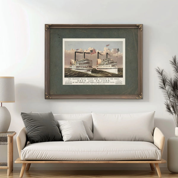 Grandest Palace Drawing Room Steamers in the World Drew and St John 1878 — Framed Wall Art Room View | Bella Frye