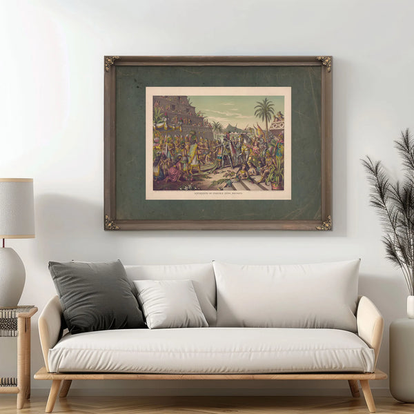 Entrance of Cortez Into Mexico 19th Century — Bourbon Framed Canvas Print | Bella Frye