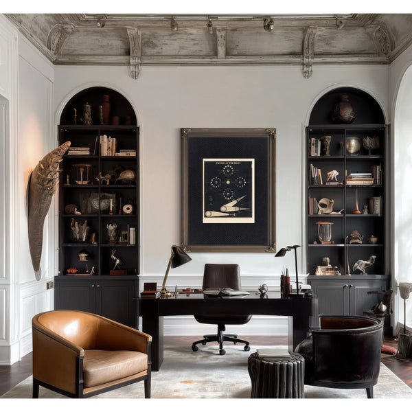 The Lunar Mechanica — A Study in Celestial Choreography — Framed Wall Art Room View | Bella Frye