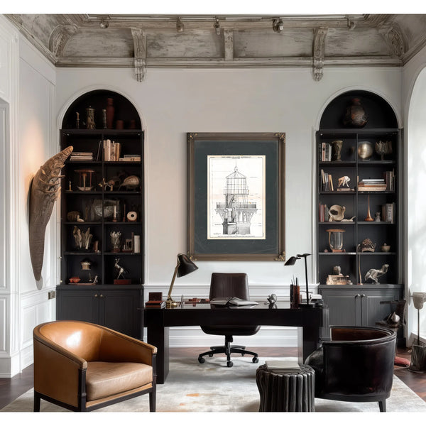 The Hatteras Lantern Room Blueprint — Guardian of the Graveyard of the Atlantic — Framed Wall Art Room View | Bella Frye