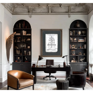 The Baltimore Harbor Sentinel Lighthouse Engineering Blueprint — Framed Wall Art Room View | Bella Frye