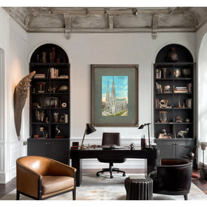 The Gothic Spires of Fifth Avenue a Monument in Stone and Shadow — Framed Wall Art Room View | Bella Frye