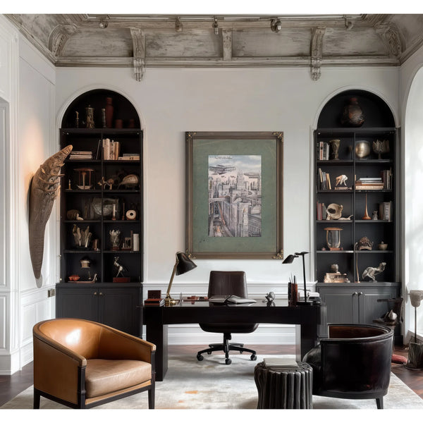 Tomorrows Metropolis a Prophecy in Steel and Sky — Framed Wall Art Room View | Bella Frye