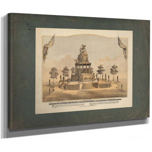 Design of Bronze Monument Commemorative of American Independence 1873 — Stretched Canvas Print | Bella Frye