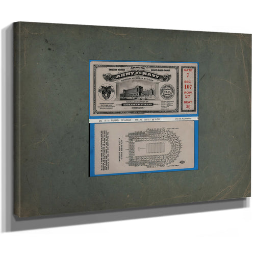 Ticket to the 1926 Army Navy Game 2 6438a1 — Stretched Canvas Print | Bella Frye