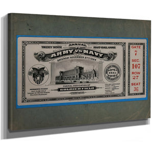 Ticket to the 1926 Army Navy Game 2 Front — Stretched Canvas Print | Bella Frye