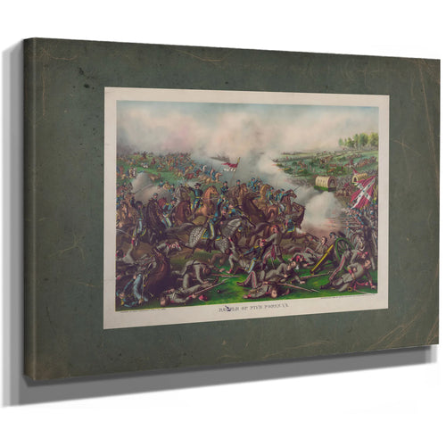 Battle of Five Forks Vacharge of General Sheridan April 1st 1865 1886 — Stretched Canvas Print | Bella Frye
