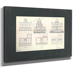 The Keepers Blueprint Fishing Battery Light Station Engineering Drawings — Stretched Canvas Print | Bella Frye