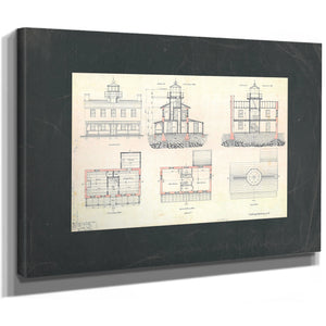 The Keepers Blueprint Fishing Battery Light Station Engineering Drawings — Stretched Canvas Print | Bella Frye